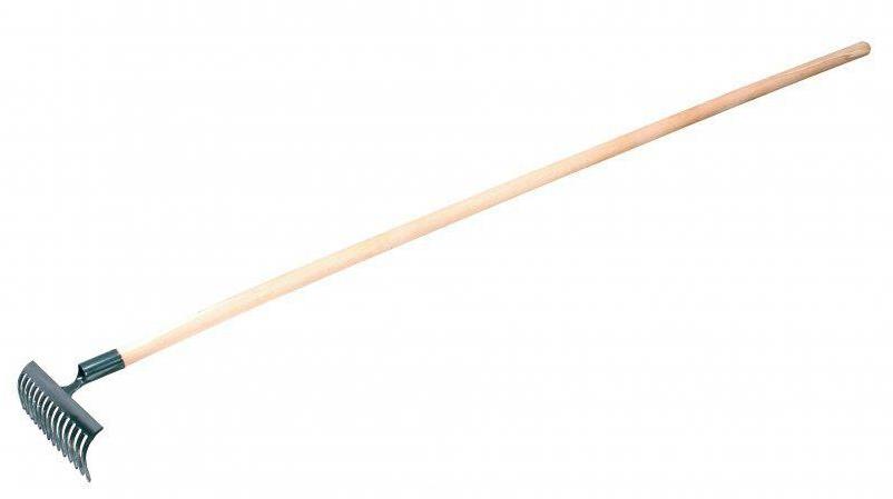 J.A.D. TOOLS Hrábě kovové zelené, 10 zubů s násadou 150 cm