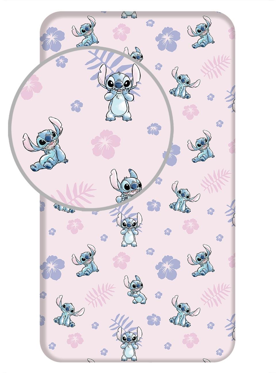 Jerry Fabrics Prostěradlo Lilo and Stitch Pink 90 × 200 × 25 cm