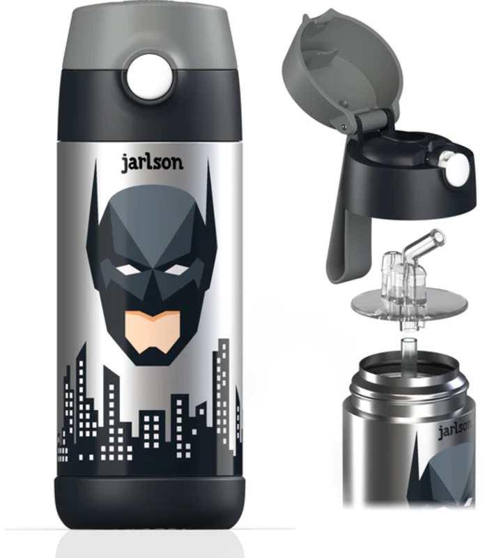 Jarlson Dětská nerezová termoláhev s brčkem CHARLI Batman 350 ml