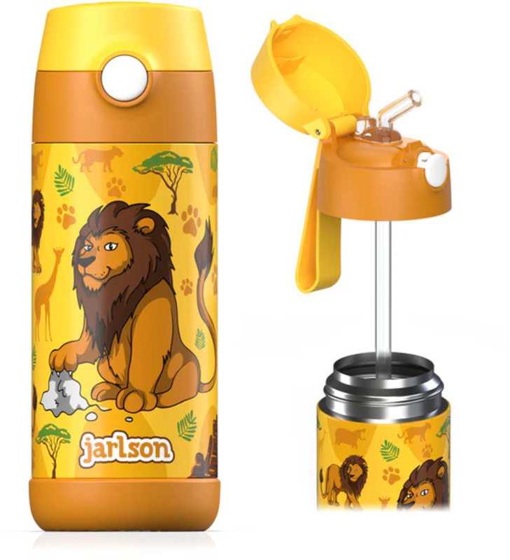 Jarlson Dětská nerezová termoláhev s brčkem CHARLI Lev 350 ml