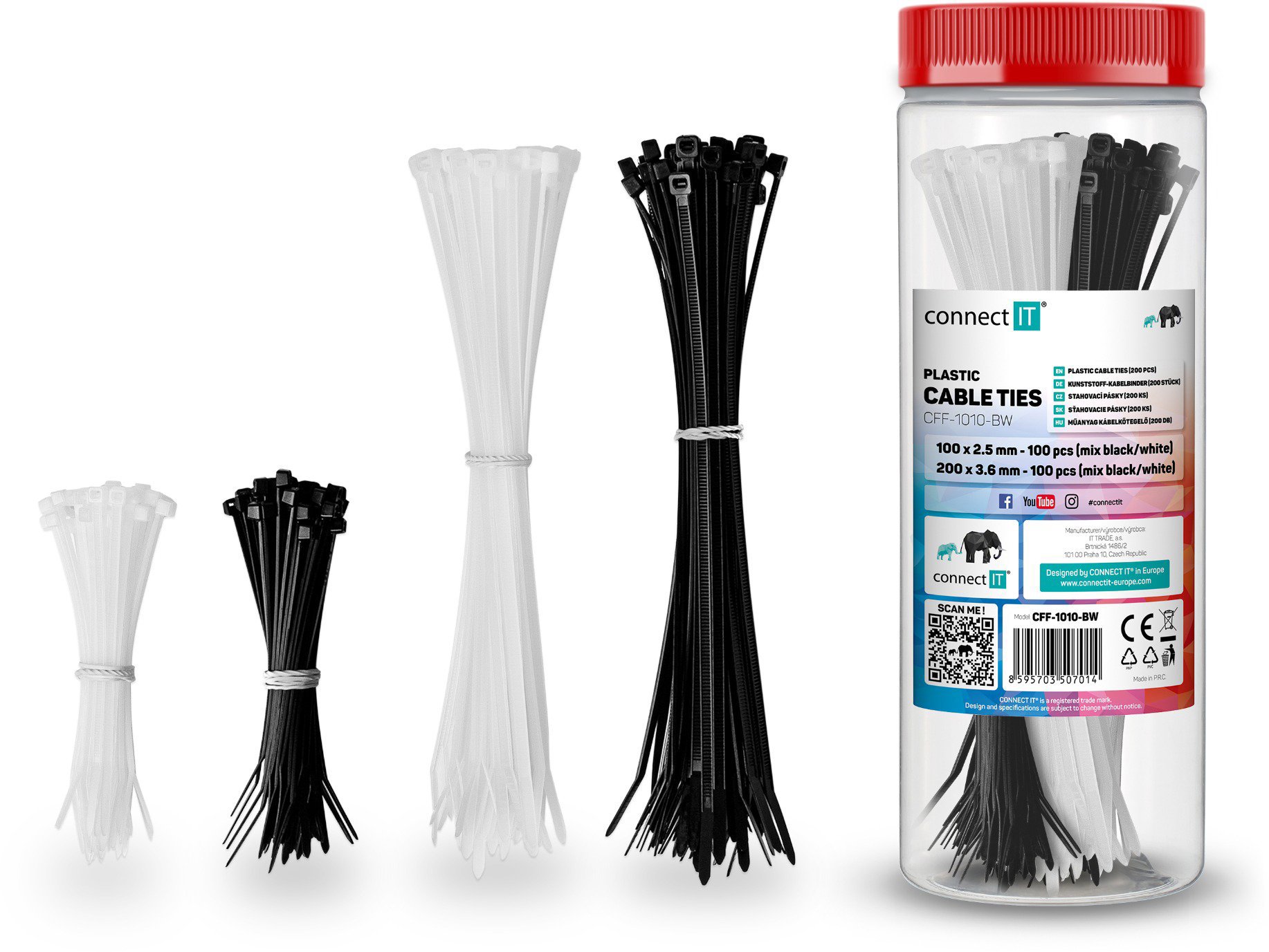CONNECT IT ZipTie 200ks - Organizace kabeláže pro profesionály