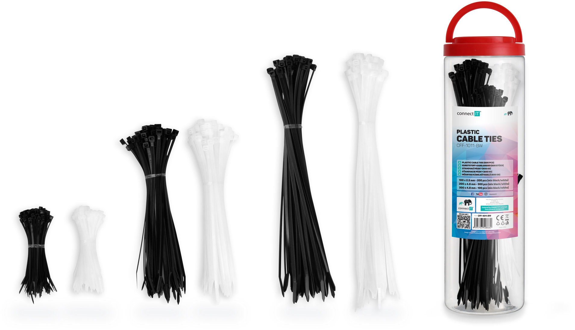 CONNECT IT ZipTie 600ks - Perfektní řešení pro organizaci kabeláže