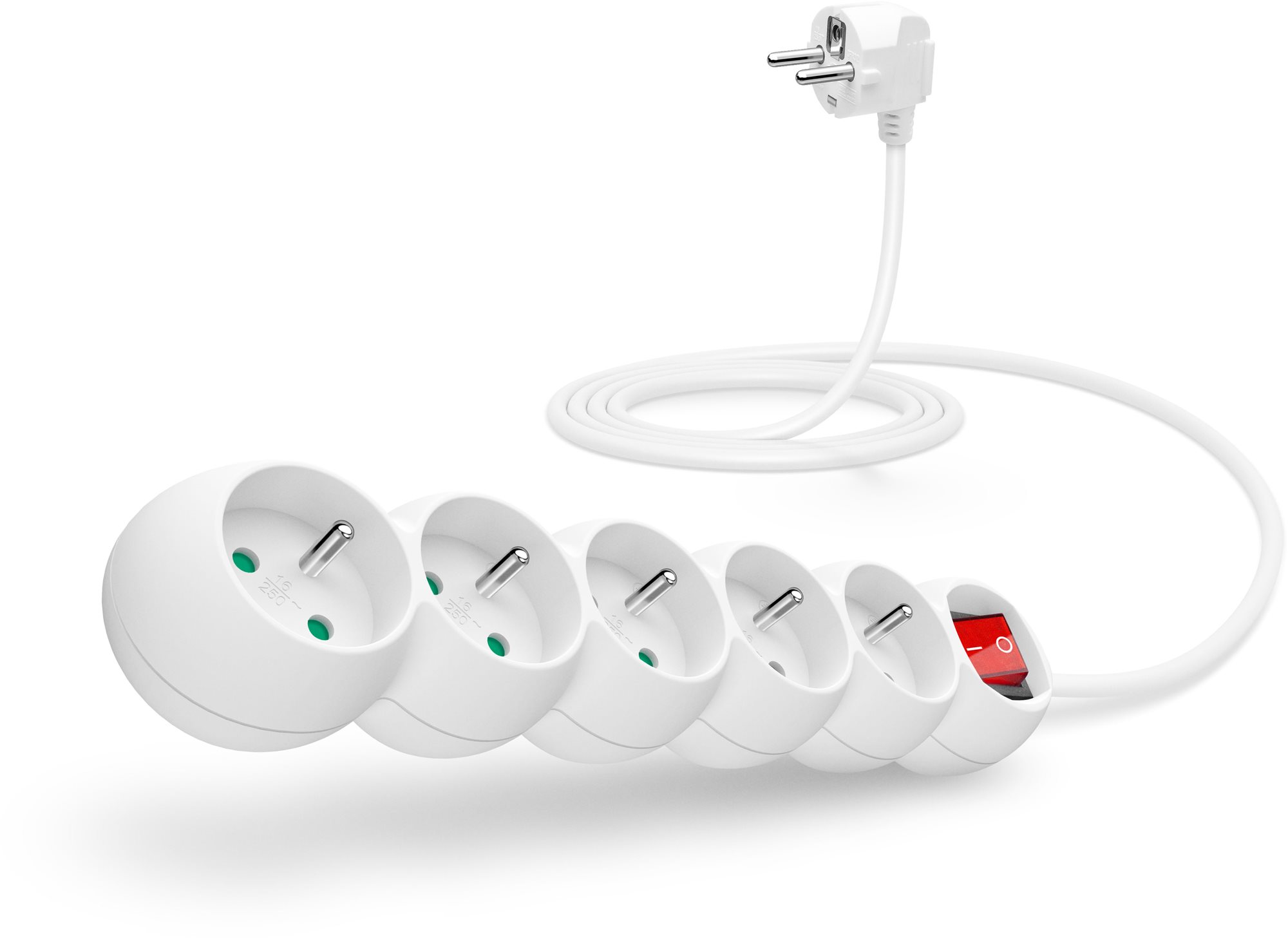 Bílá prodlužovací zásuvka CONNECT IT s pěti zásuvkami a vypínačem