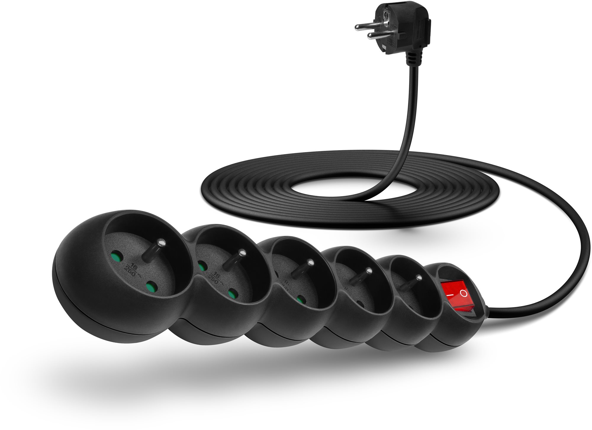 CONNECT IT prodlužovací kabel 230V, 5 zásuvek + vypínač, 5m, černý