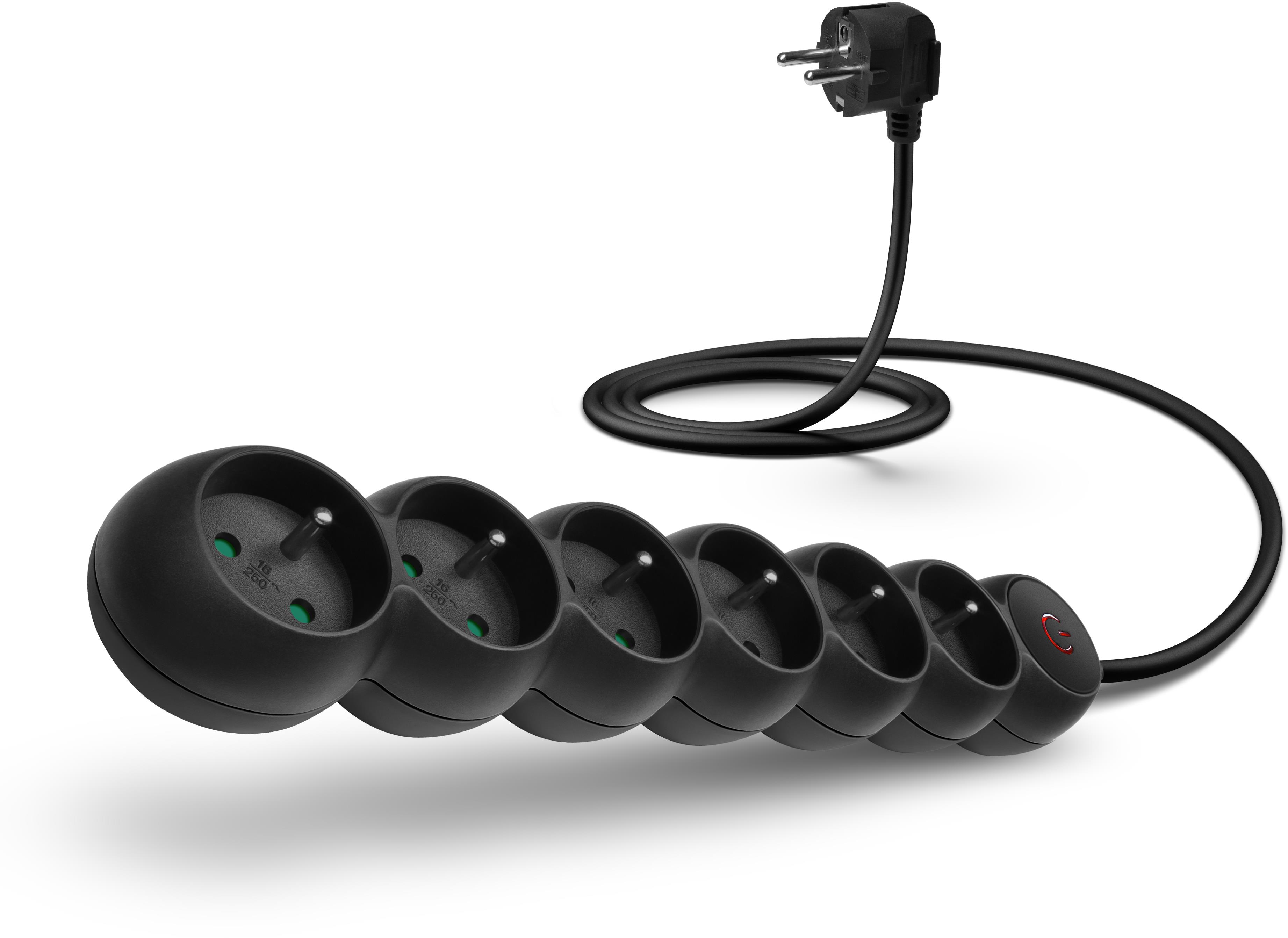 CONNECT IT prodlužovací 230 V, 6 zásuvek, 5 m, s vypínačem, černý