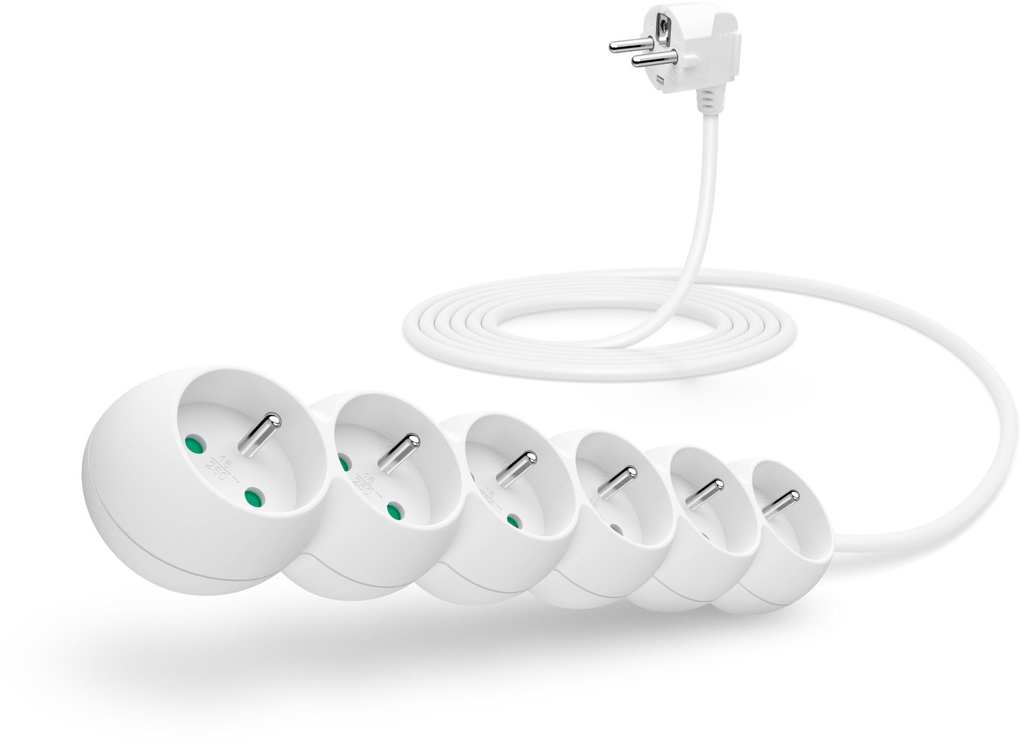 CONNECT IT prodlužovací kabel, 6 zásuvek, 3m, bílý design