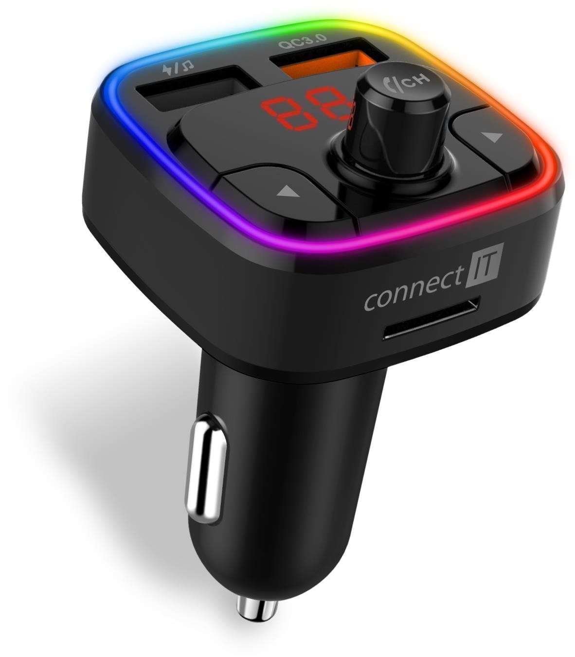 CONNECT IT CarRGB Bezdrátový FM transmitter, 2xUSB+MicroSD, ČERNÝ