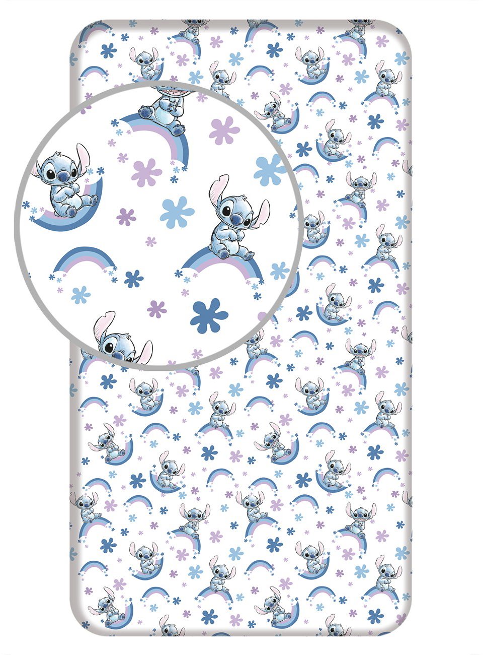 Jerry Fabrics Prostěradlo Lilo and Stitch - Rainbow 90 × 200 × 25 cm