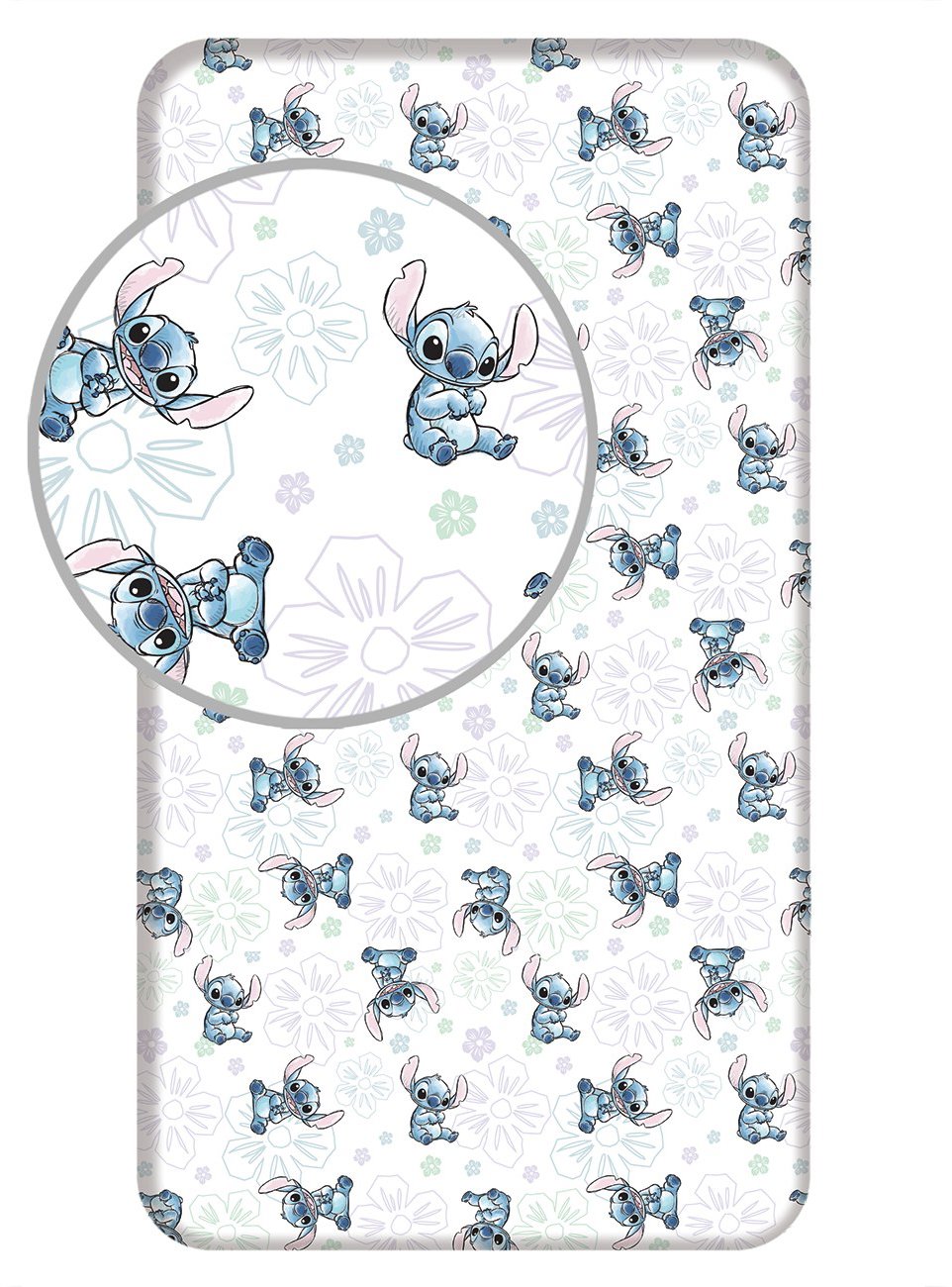 Jerry Fabrics Prostěradlo Lilo and Stitch - Ohana White 90 × 200 × 25 cm