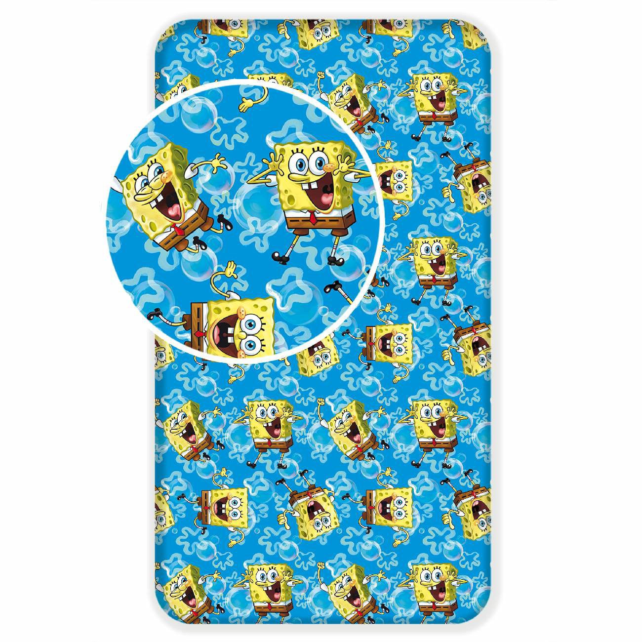 Jerry Fabrics Prostěradlo Sponge Bob Blue, 90 × 200 × 25 cm