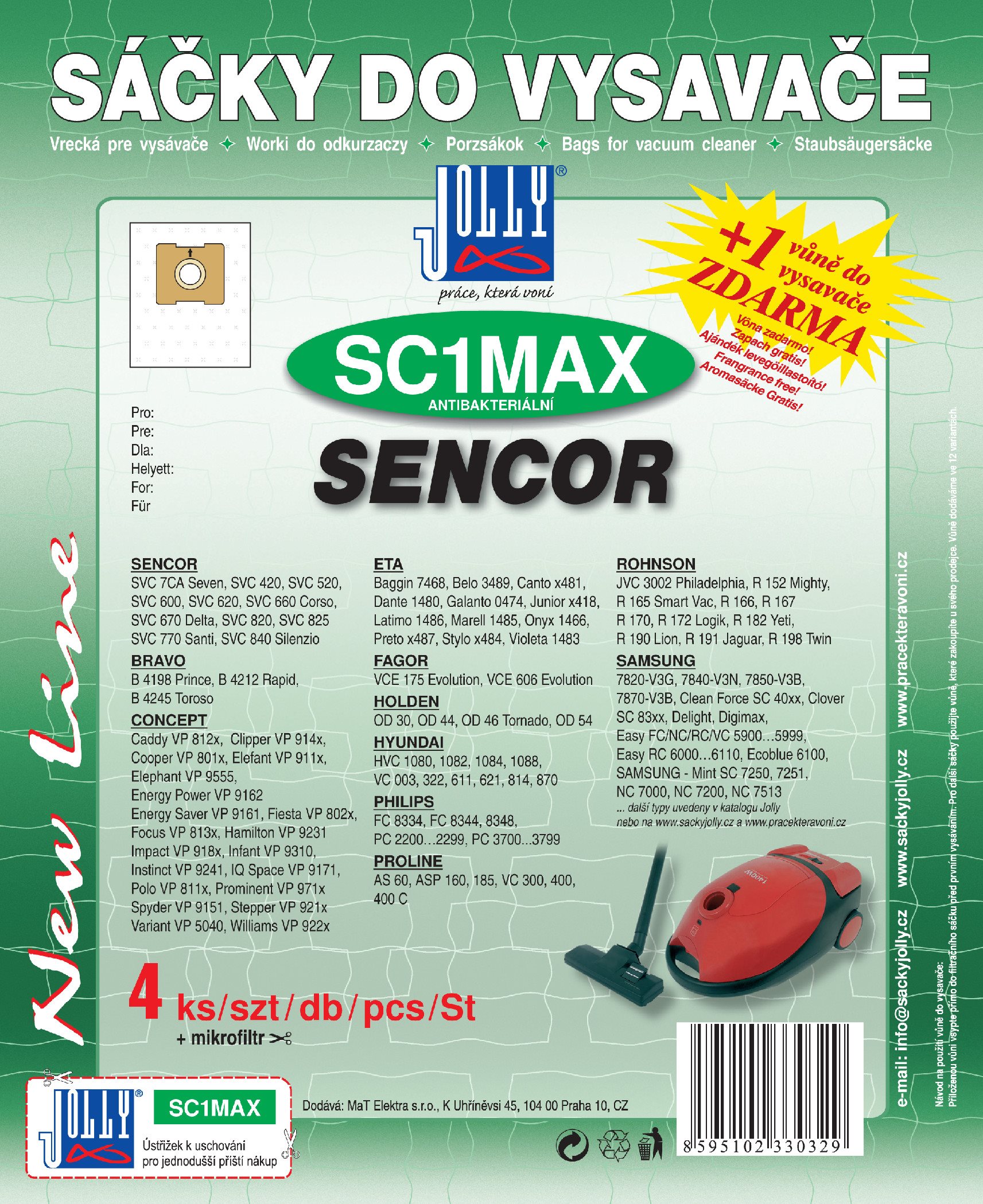 Sáčky do vysavače SC1 MAX - textilní - vůně Cherry