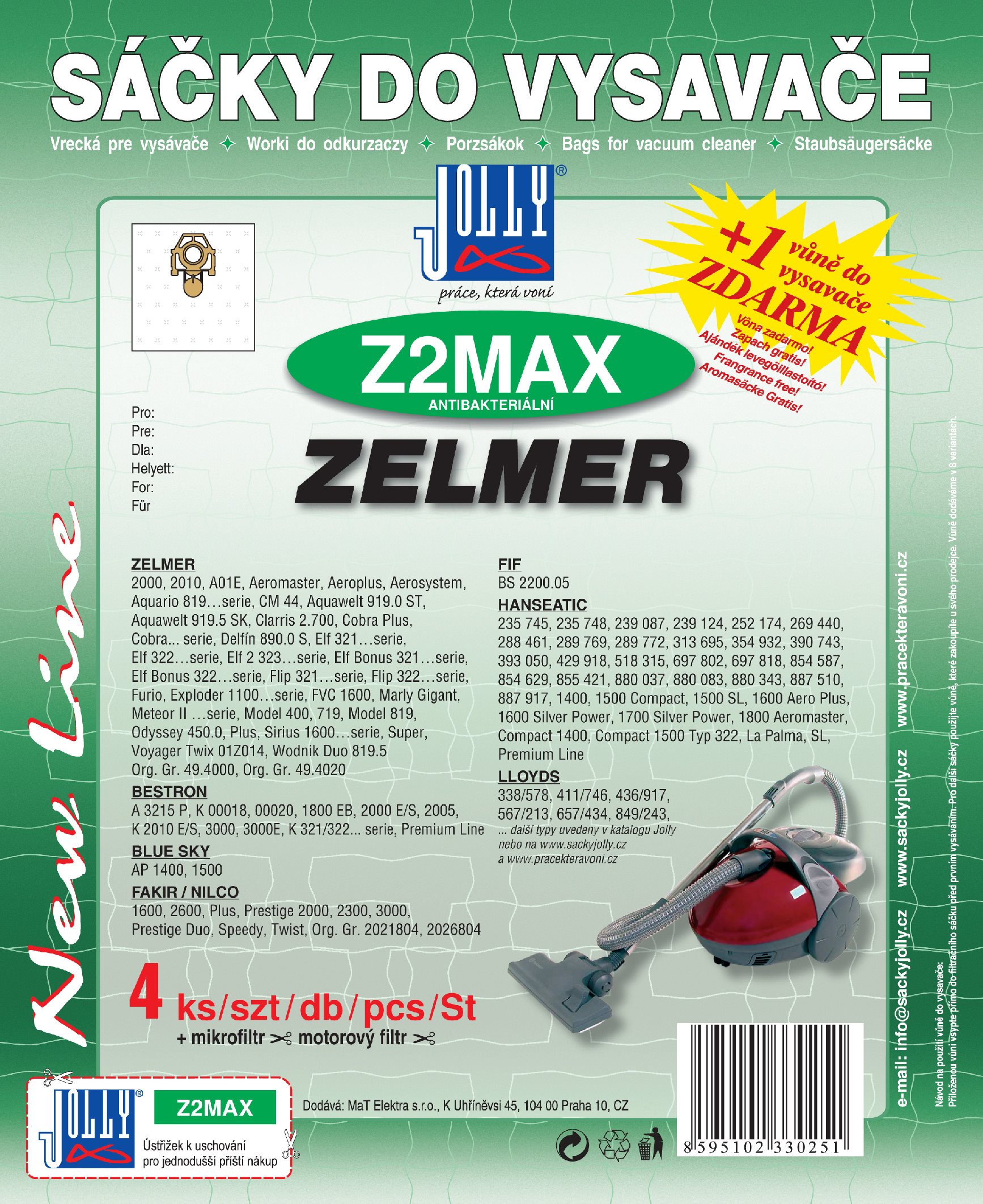 Sáčky do vysavače Z2 MAX - textilní - vůně Fresh