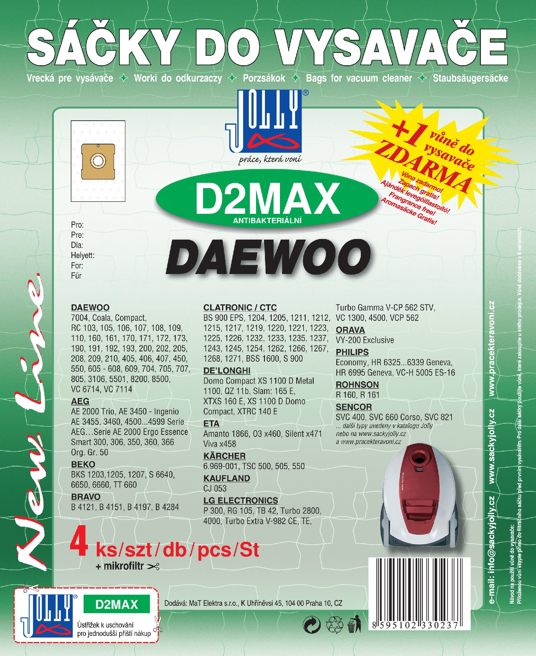 Sáčky do vysavače D2 MAX - textilní - vůně Jablko