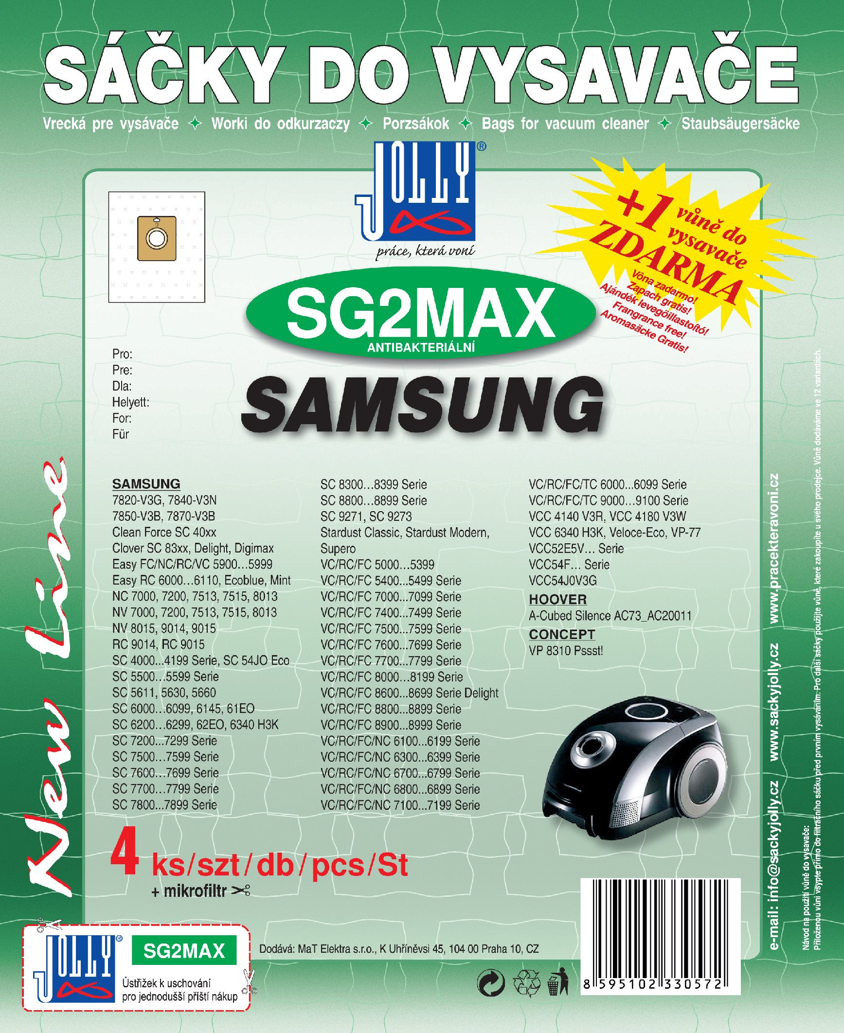 Sáčky do vysavače SG2 MAX - textilní - vůně Jablko