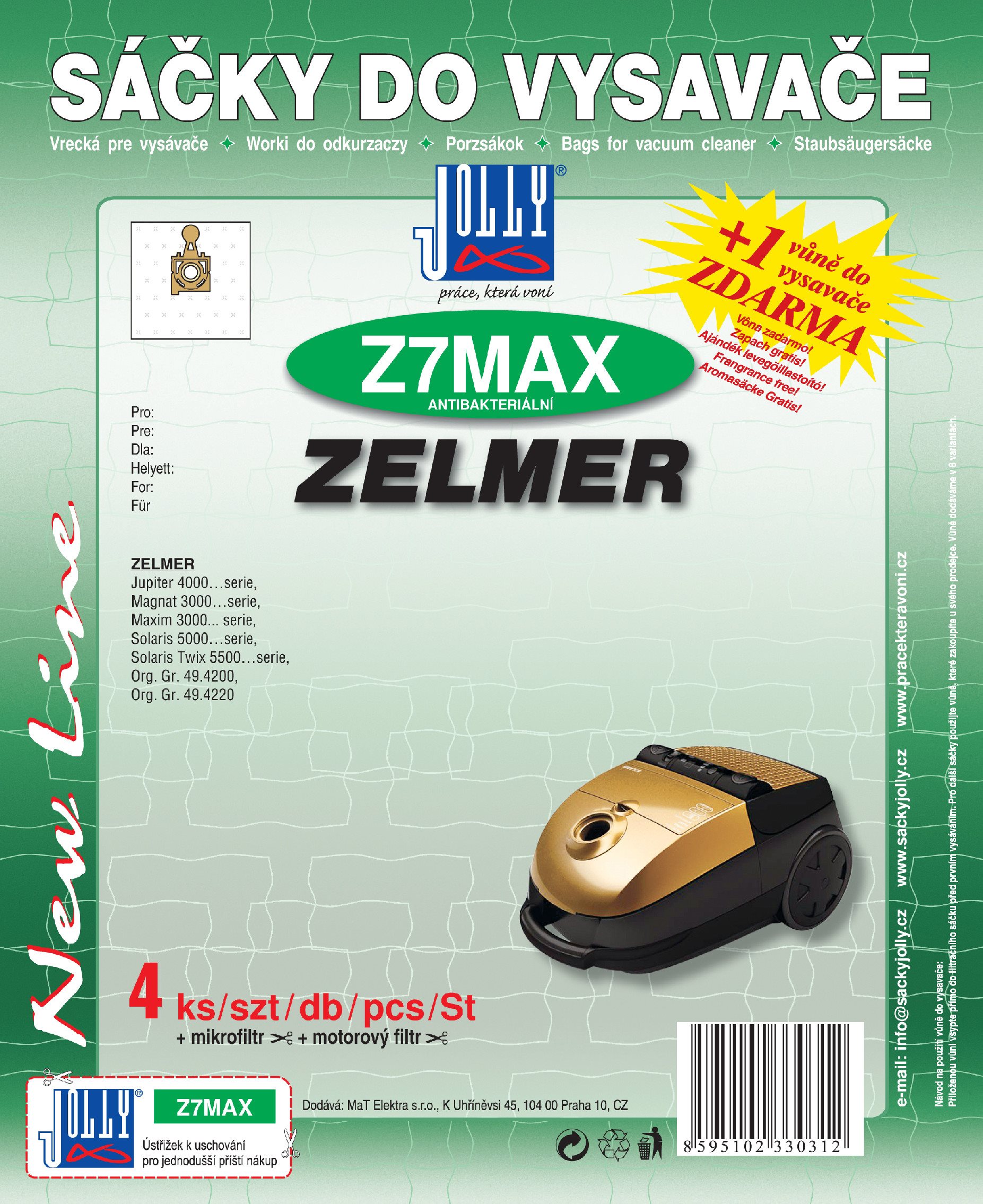 Jolly Sáčky do vysavače Z7 MAX - textilní - vůně Jablko