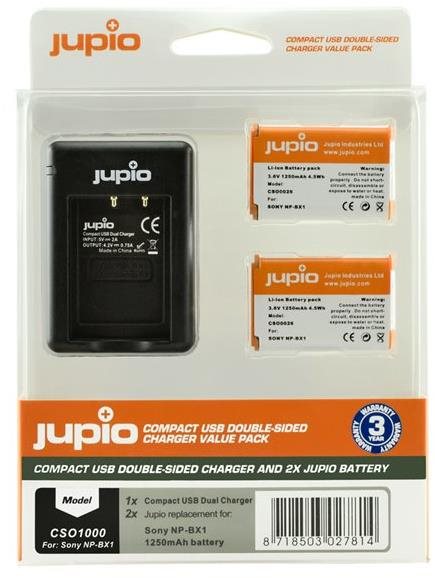 Jupio 2x NP-BX1 - 1250 mAh + nabíječka pro Sony