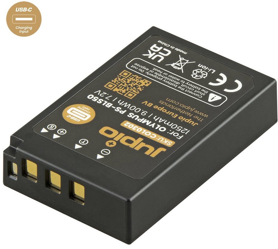 Jupio BLS-5 / BLS-50 *ULTRA C* 1250mAh s USB-C vstupem pro nabíjení pro OM System/Olympus