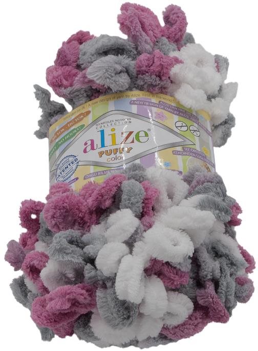 Puffy color 100g - 6070 bílá, šedá, tmavě růžová