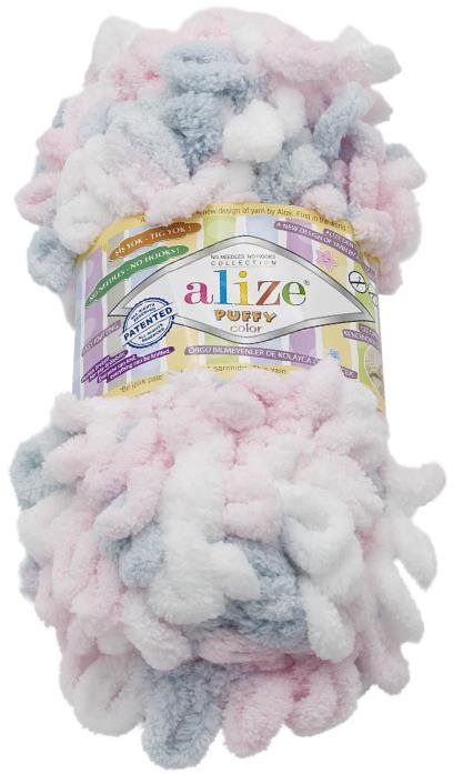 Puffy color 100g - 5864 bílá, šedá, světle růžová