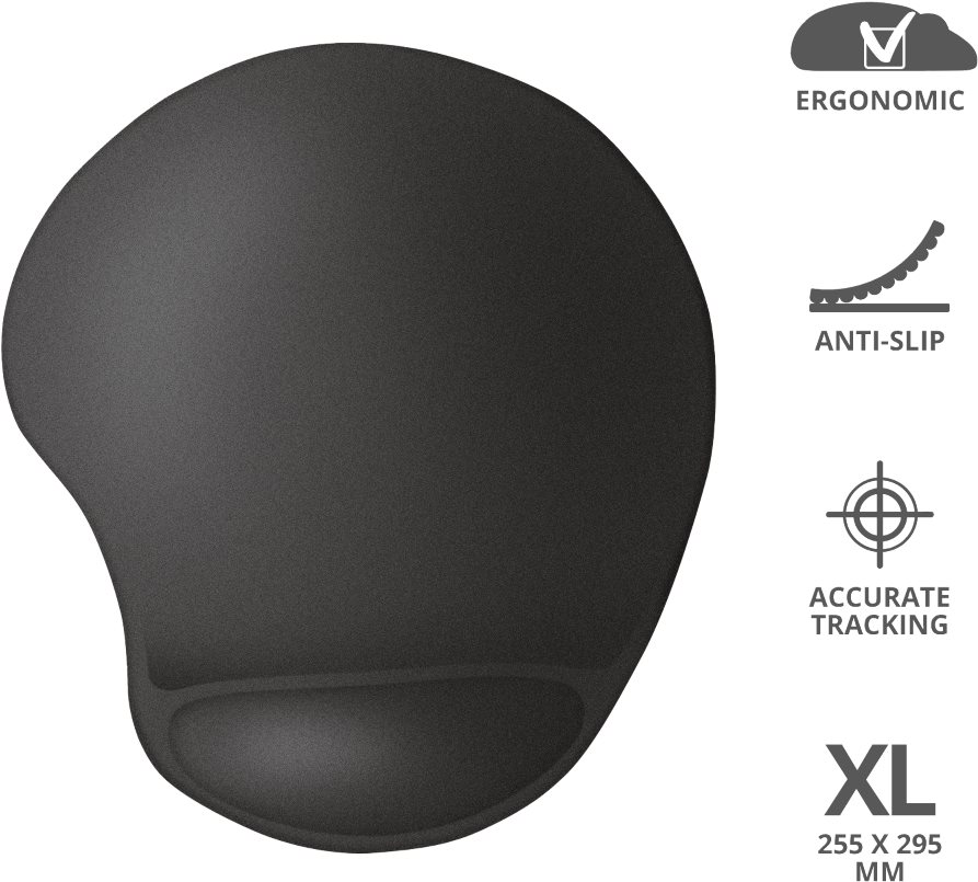 Trust BIGFOOT Gel Mousepad Black - černá, dokonalá podložka pro myš
