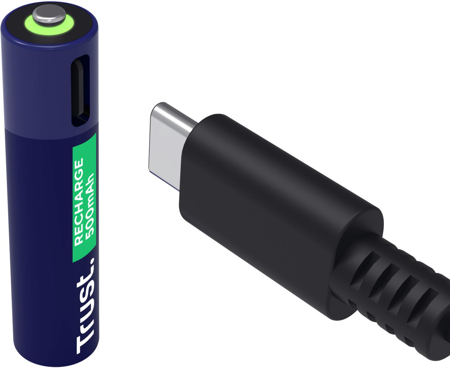 Trust USB-C AAA Li-ion baterie - 4ks + nabíjecí kabel 4v1