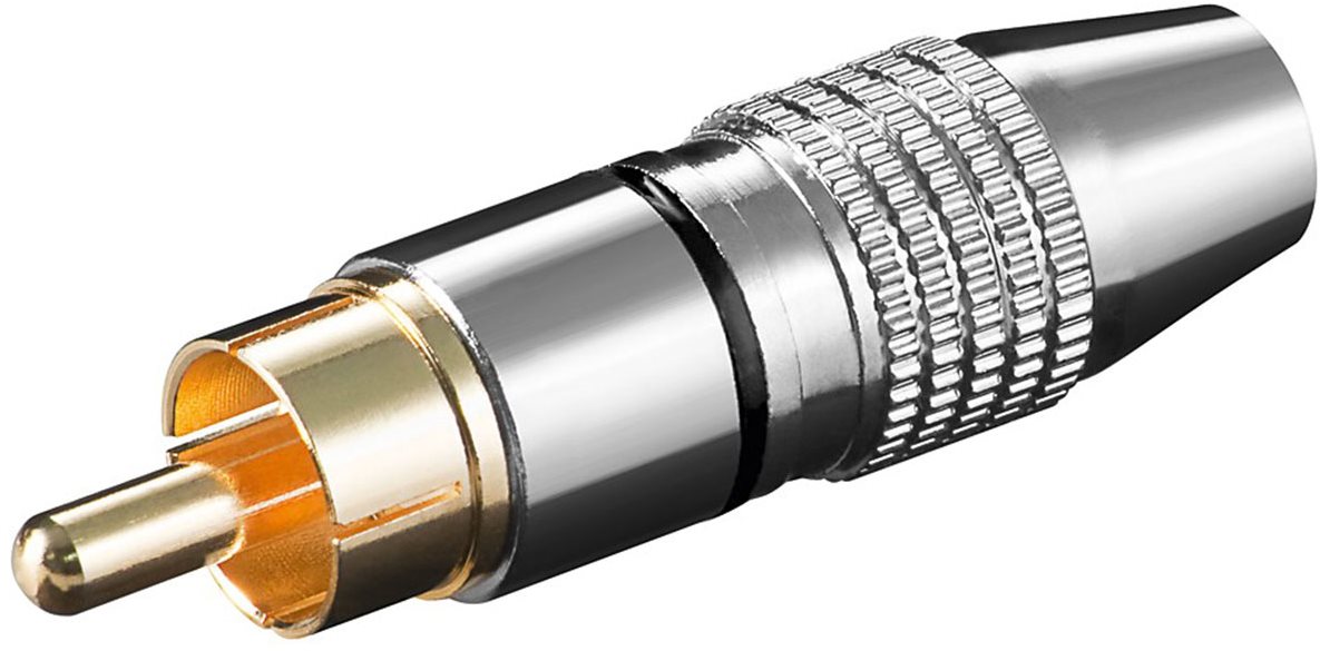 OEM Konektor cinch(M) na kabel, černý pruh, zlacený