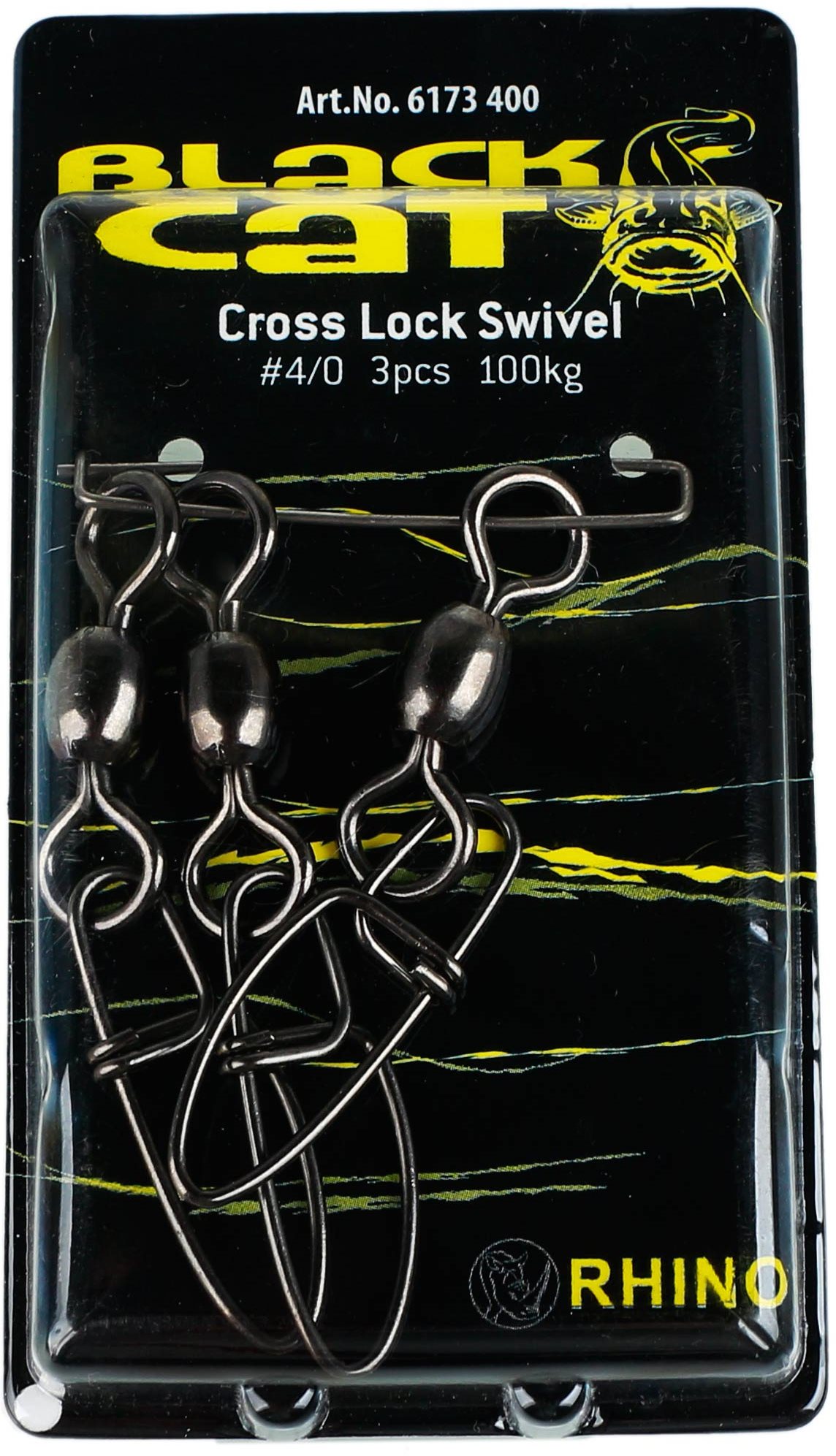 Black Cat s karabinkou Cross Lock Swivel Velikost 4/0 100kg 3ks