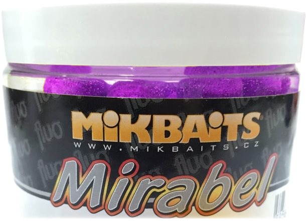 Mikbaits - Mirabel Fluo Boilie Pikantní švestka 12mm 150ml