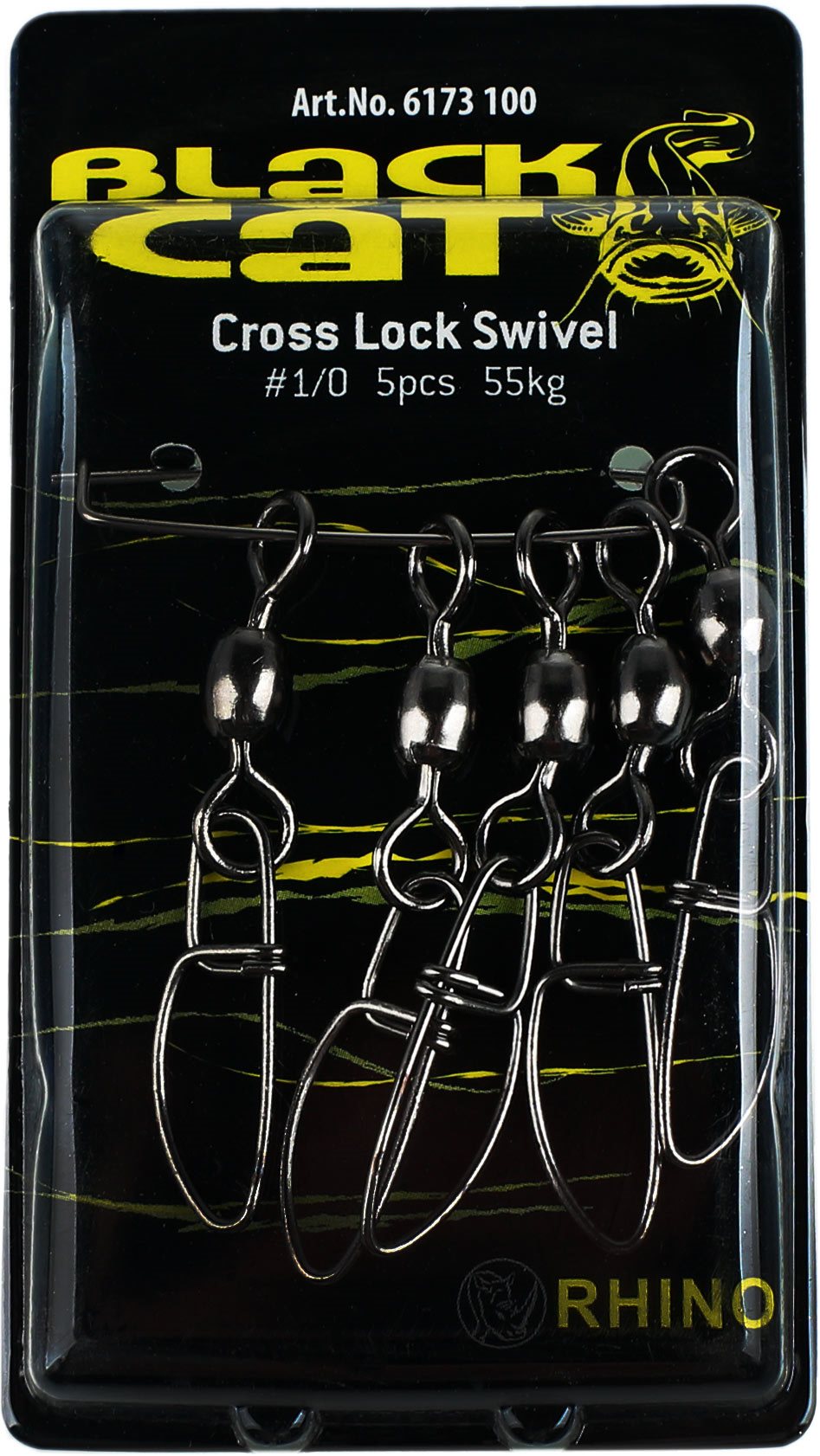 Black Cat s karabinkou Cross Lock Swivel Velikost 1/0 55kg 5ks