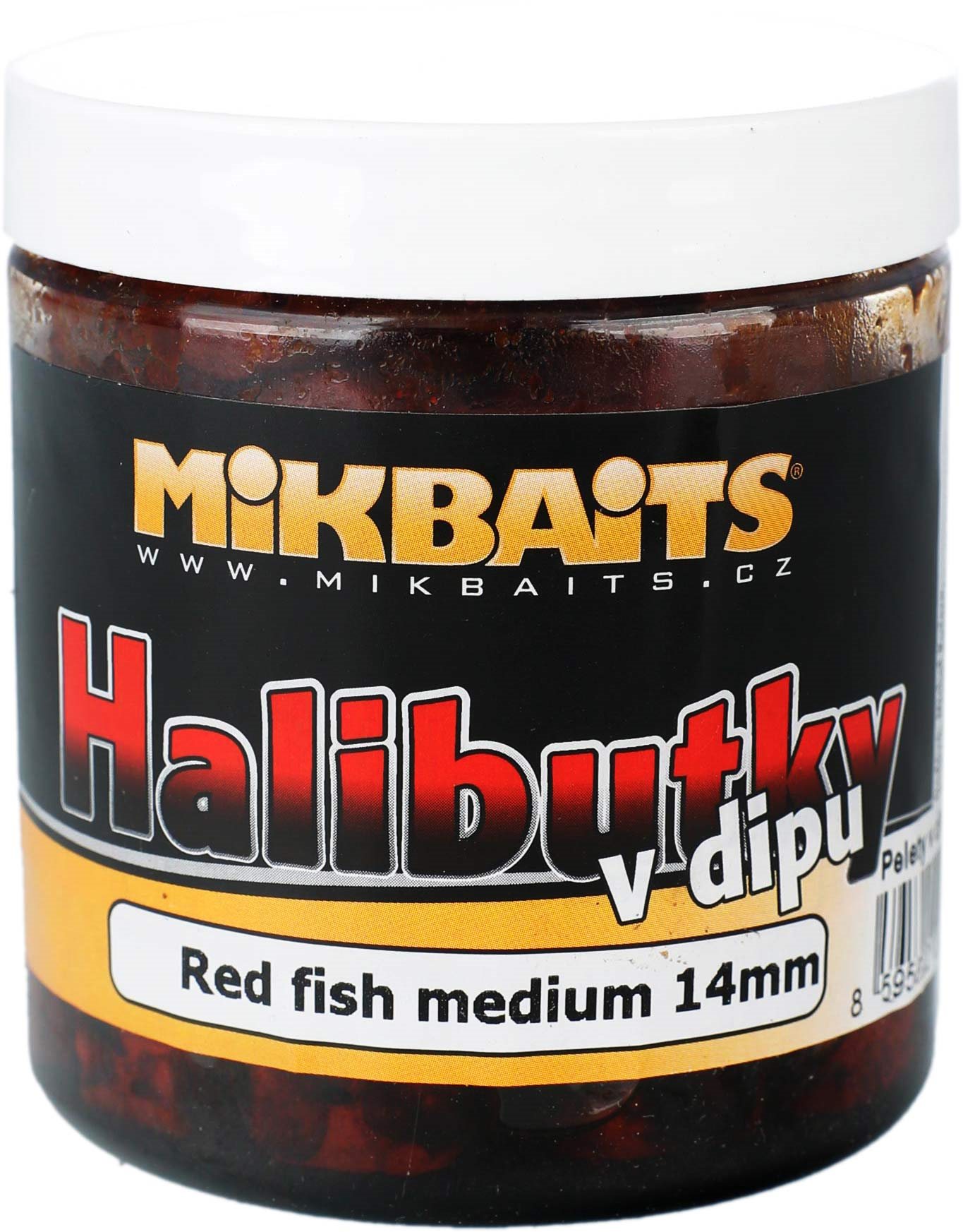 Mikbaits Halibutky v dipu Red fish 14mm 250ml
