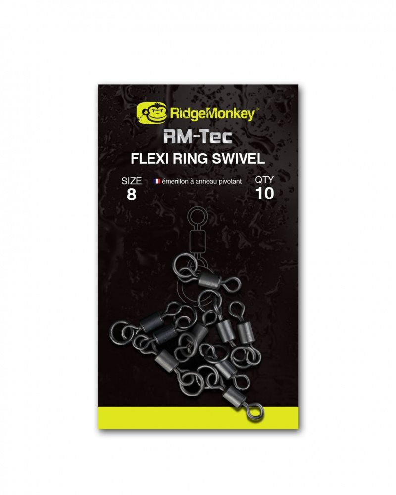 RidgeMonkey RM-Tec Flexi Ring Swivel Velikost 8 10ks