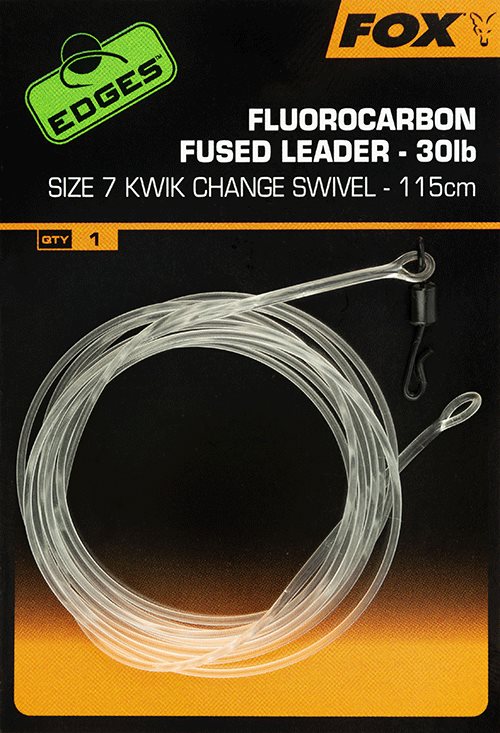 FOX Fluorocarbon Fused Leader Kwik Change Swivel 30lb Velikost 7 115cm