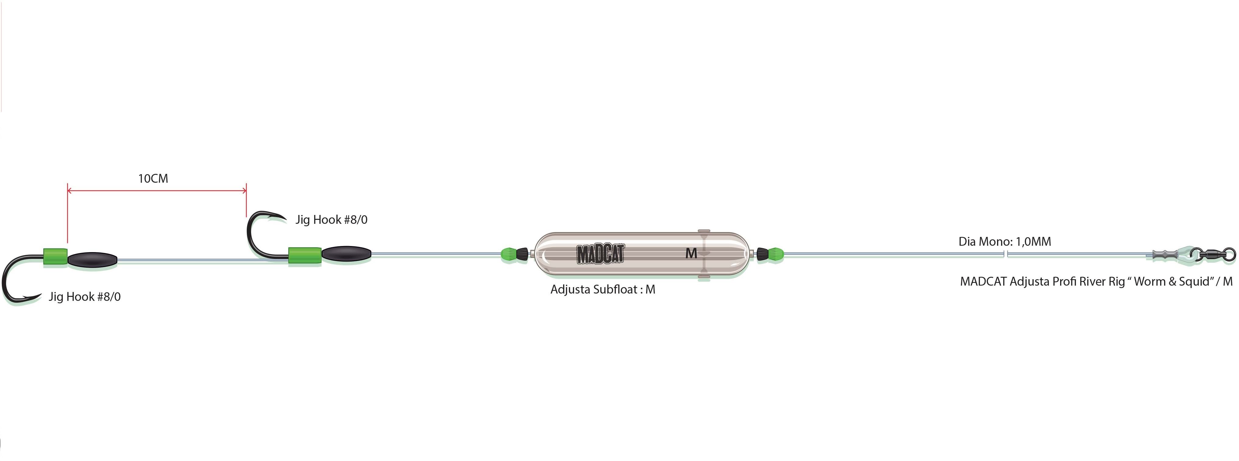 MADCAT Adjusta Profi River Rig "Worm & Squid" M 40g 180cm