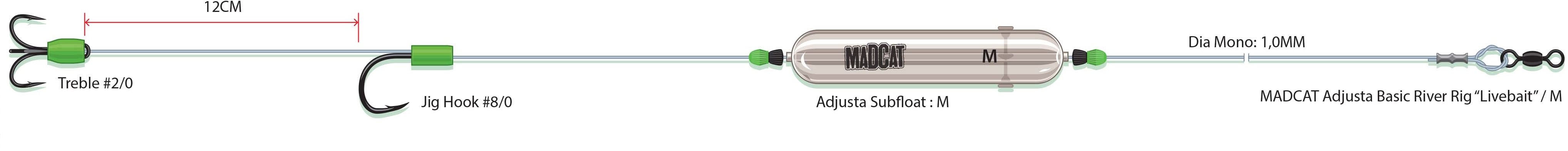 MADCAT Adjusta Basic River Rig "Livebait" M 40g 160cm