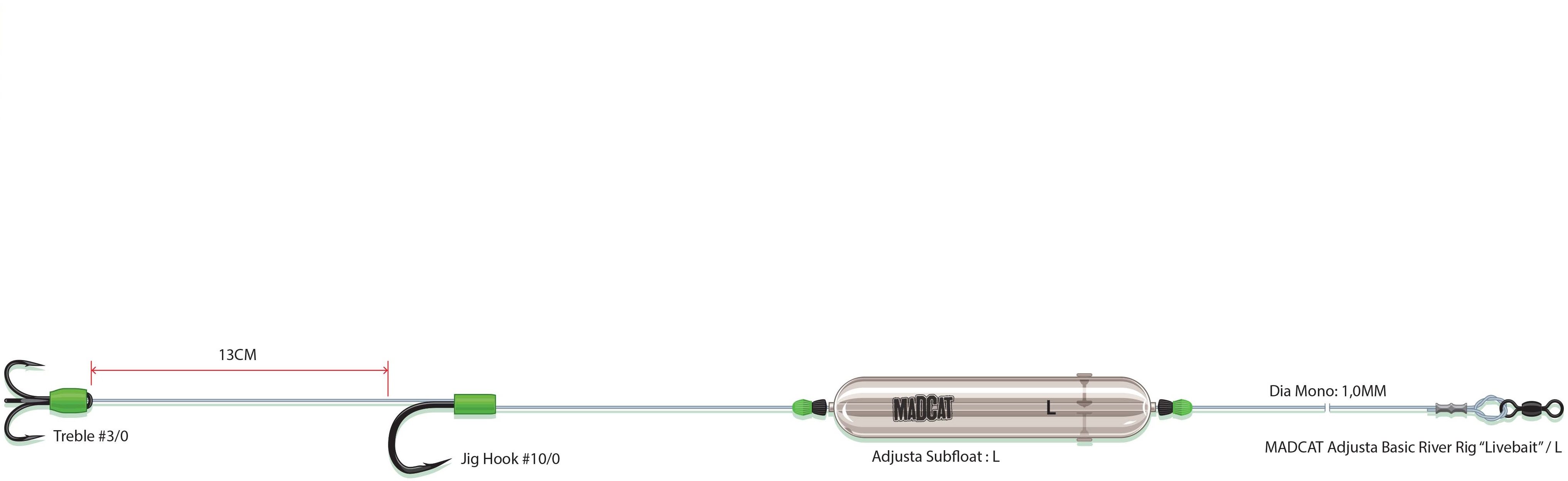 MADCAT Adjusta Basic River Rig "Livebait" L 60g 160cm