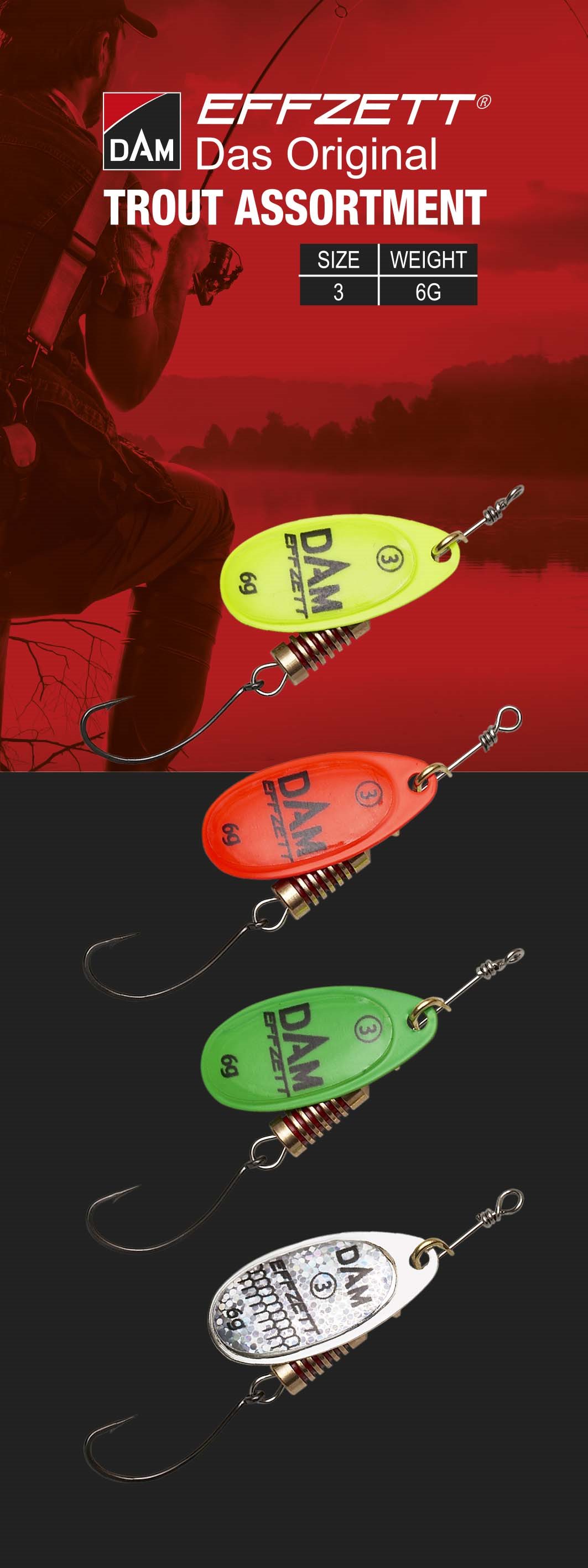 Effzett Spinner Assortment Trout 6g Velikost 3 4ks