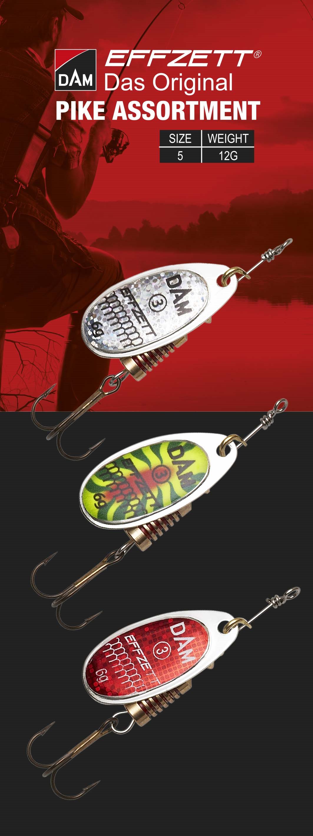Effzett Spinner Assortment Pike 12g Velikost 5 3ks