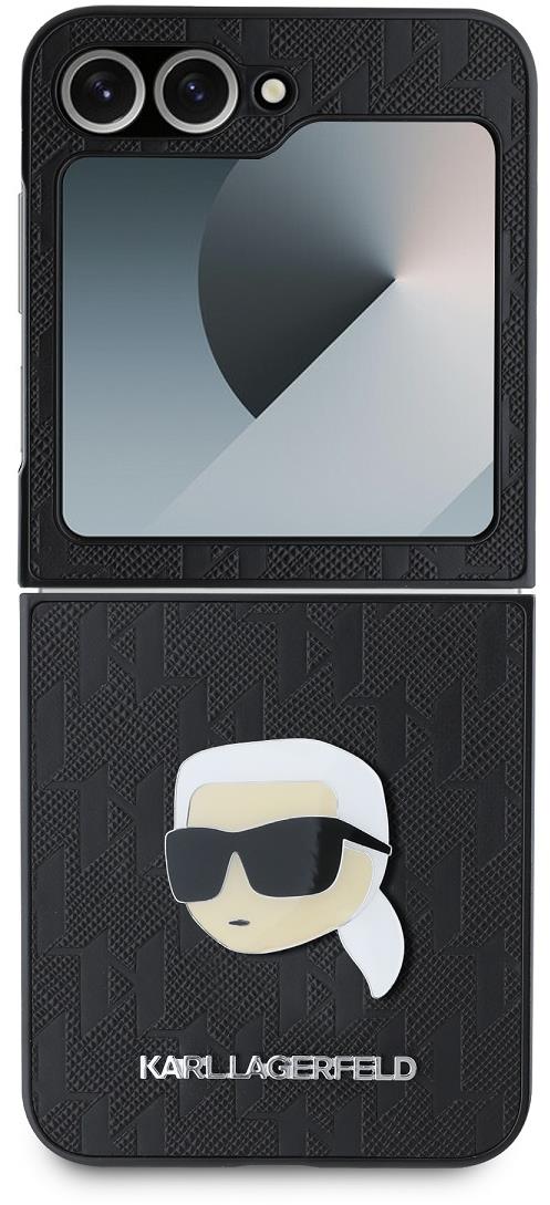 Karl Lagerfeld PU Saffiano Monogram Karl Head Zadní Kryt pro Samsung Galaxy Z Flip6 Black