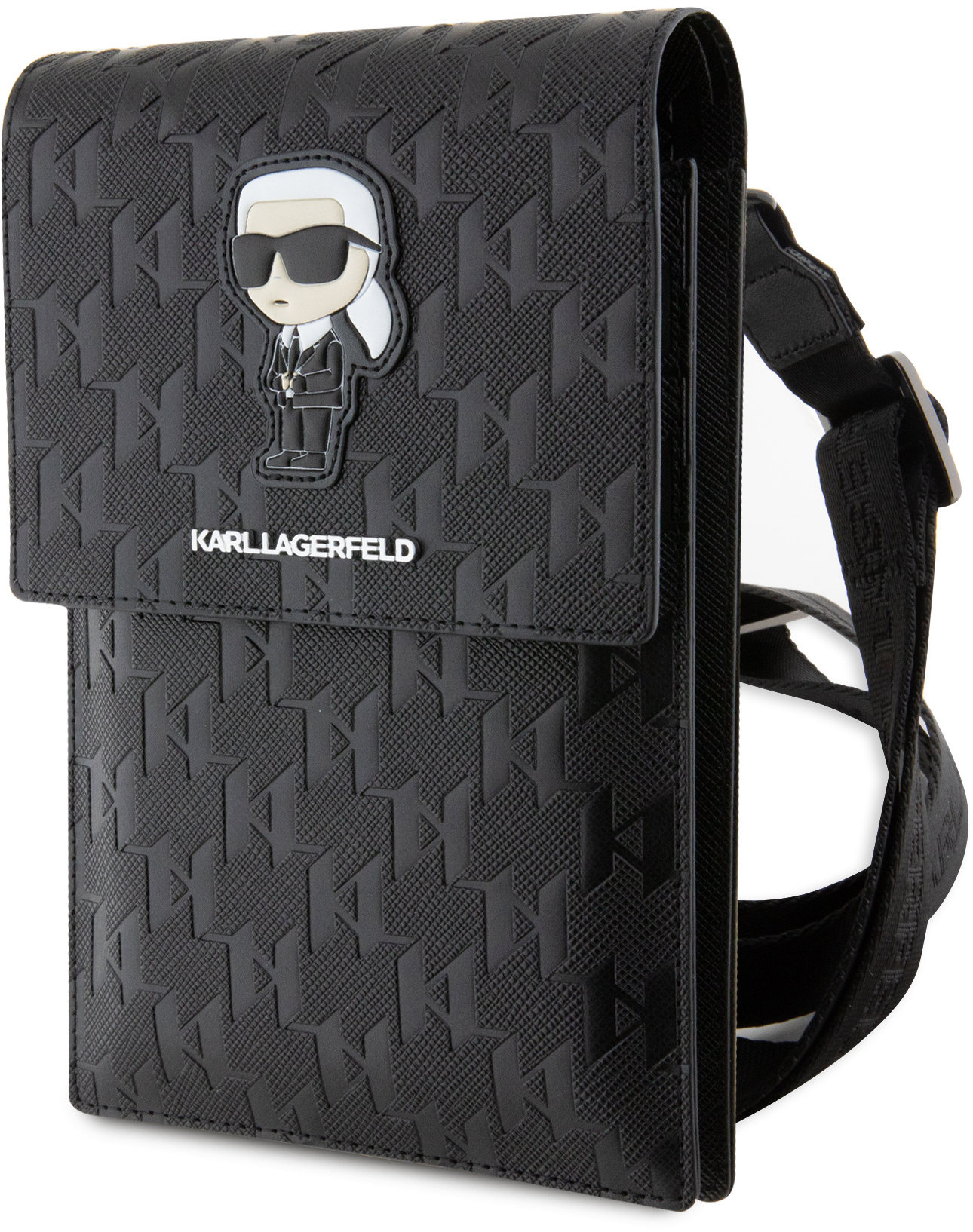 Karl Lagerfeld Saffiano Monogram Ikonik NFT Taška na Telefon Black