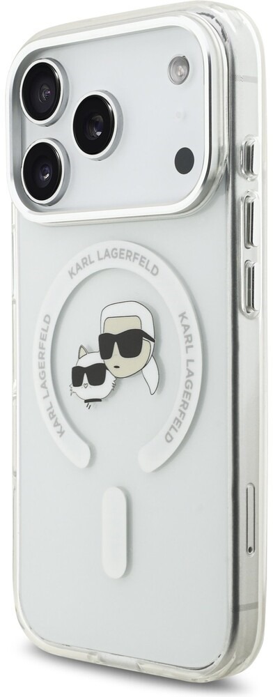 Karl Lagerfeld IML K&CH Heads Metal Frame MagSafe Zadní Kryt pro iPhone 17 Pro Transparent