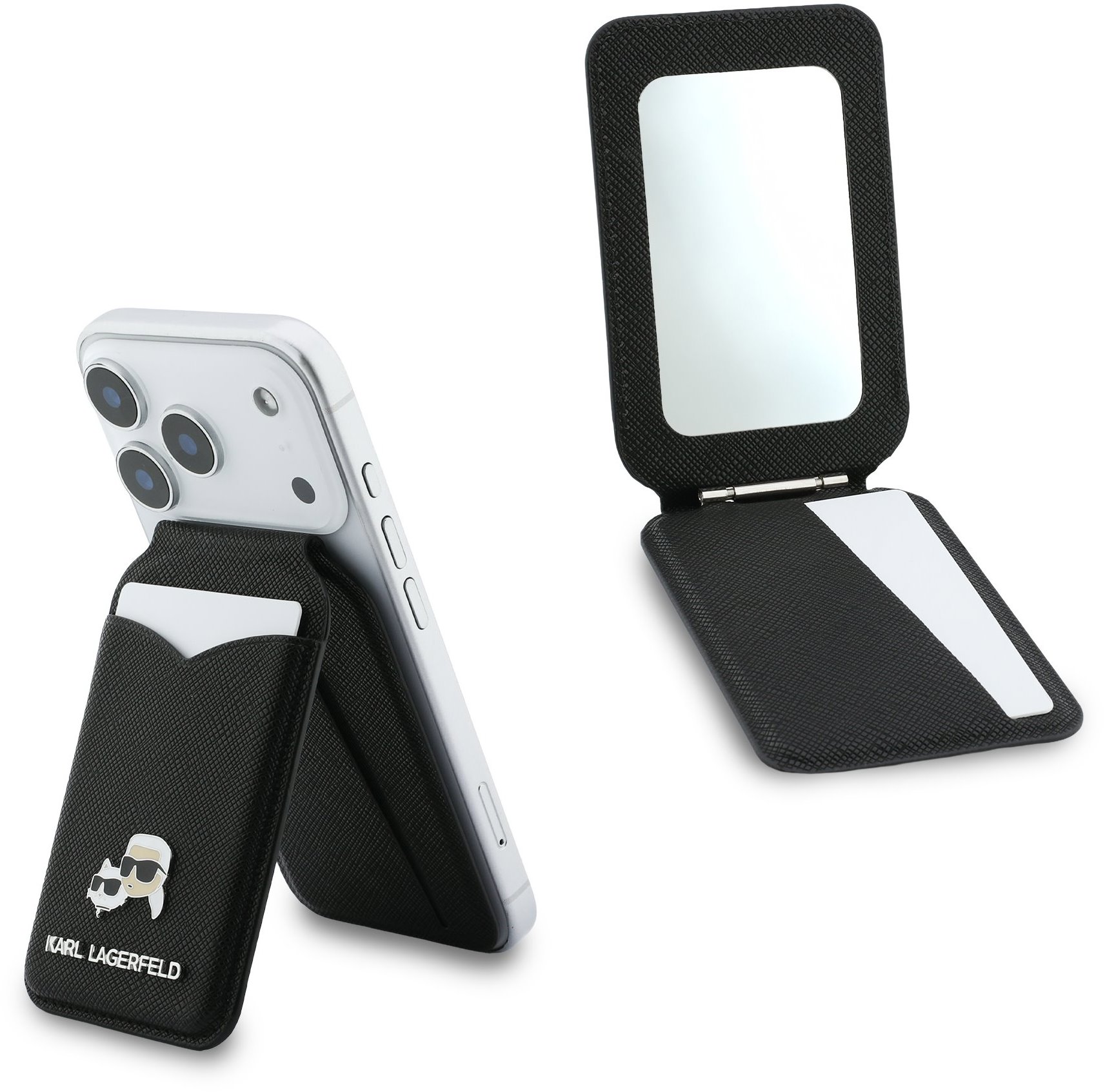 Karl Lagerfeld Mirror MagSafe Cardslot Peněženka se Stojanem Black