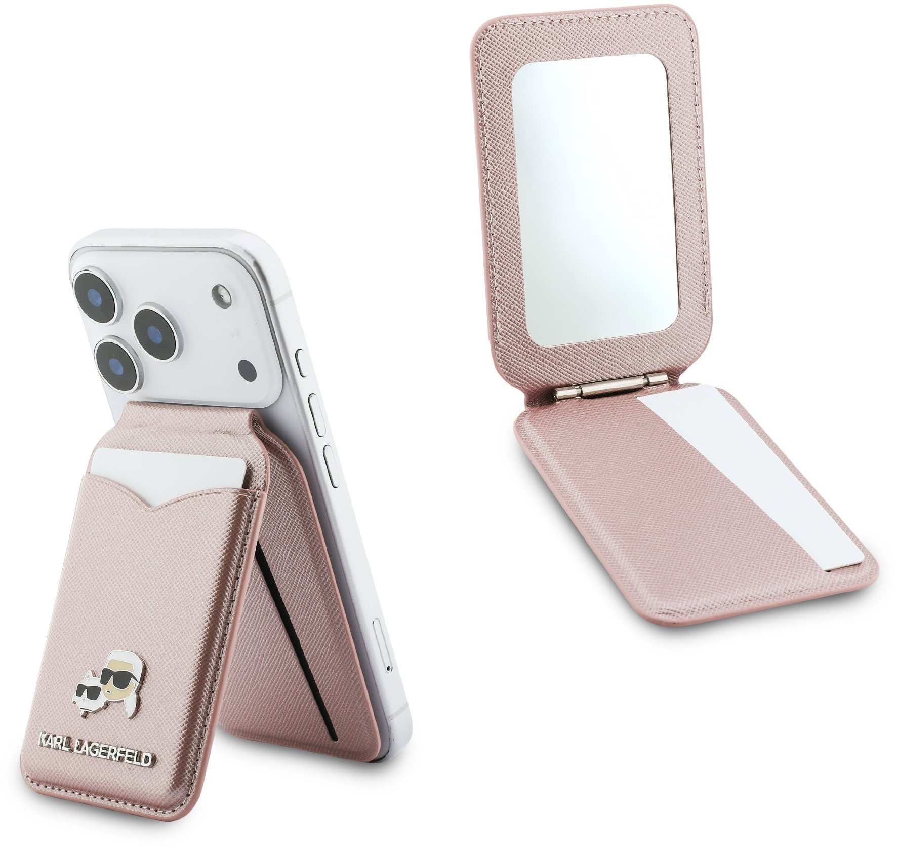 Karl Lagerfeld Mirror MagSafe Cardslot Peněženka se Stojanem Pink