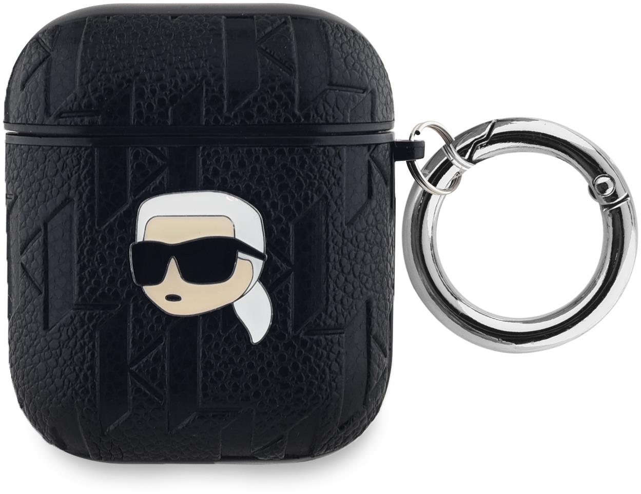 Karl Lagerfeld PU Embossed Karl Head Pouzdro pro AirPods 1/2 Black