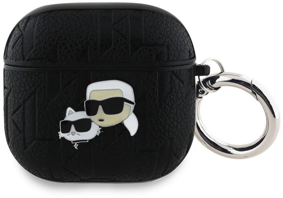 Karl Lagerfeld PU Embossed Karl and Choupette Heads Pouzdro pro AirPods 4 Black