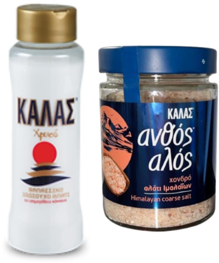 KALAS mořská sůl GOLDEN Jemná 500 g + Himalájská hrubá sůl 300 g