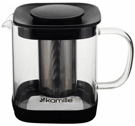 Kamille Skleněná konvice na čaj s nerezovým sítkem 1000 ml, hranatá