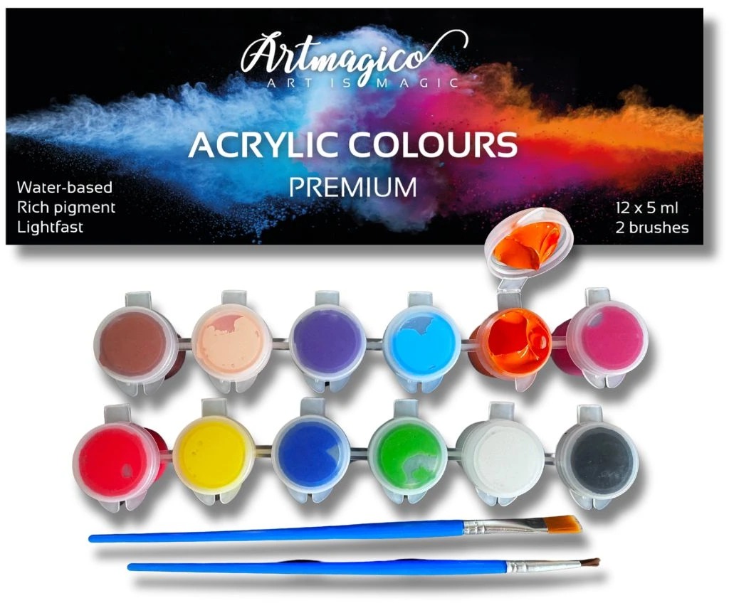 Artmagico Akrylové barvy 5 ml, 12 ks