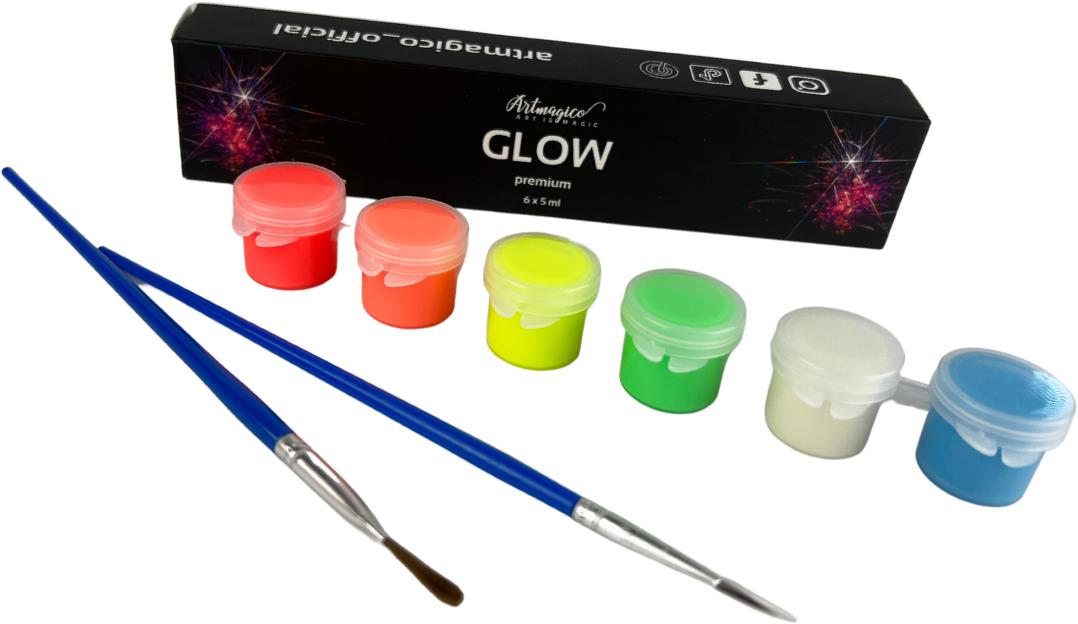 Sada svítících barev Artmagico 6 ks 5 ml, neonové odstíny