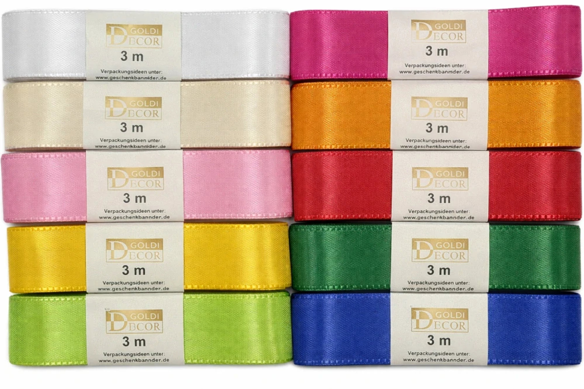 GOLDINA COLORINO taftová 25 mm × 3 m, sada 10 barev