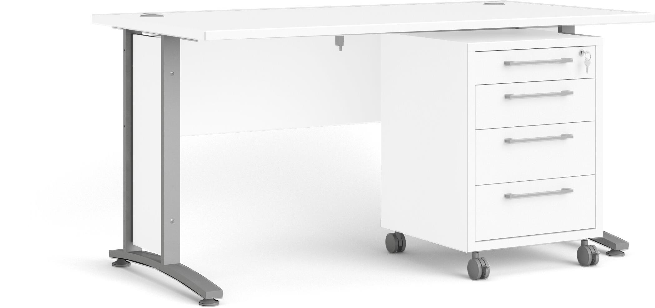 Kancelářský stůl Falco Office 80400/35 v bílé a stříbrné barvě